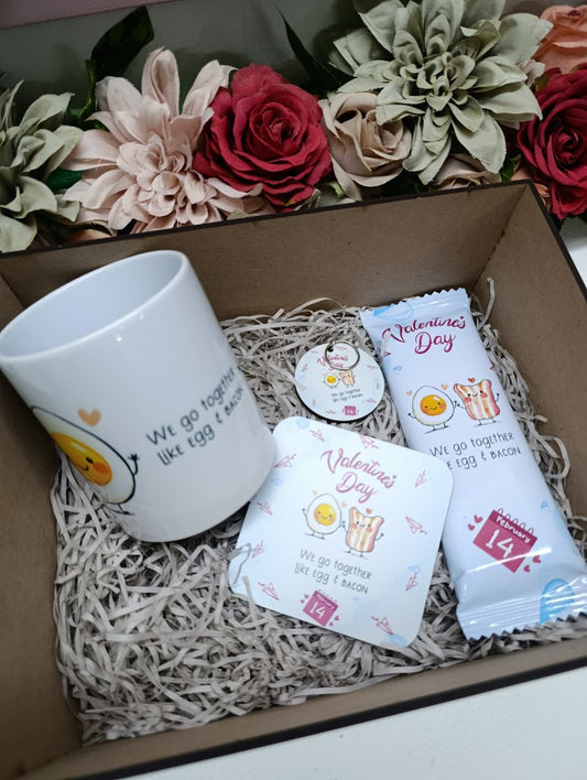 All the love Valentines Day box 2 -Personalised Wooden Box, Mug, Coaster, Keyring, Slab Chocolate or 2 x Cappuccino sticks